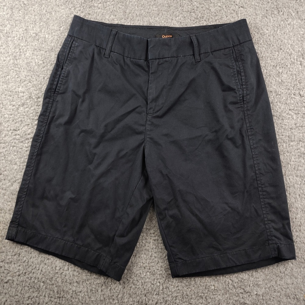 Quince Cotton Chino Bermuda Shorts Sz 10 Black Organic Stretch EUC
